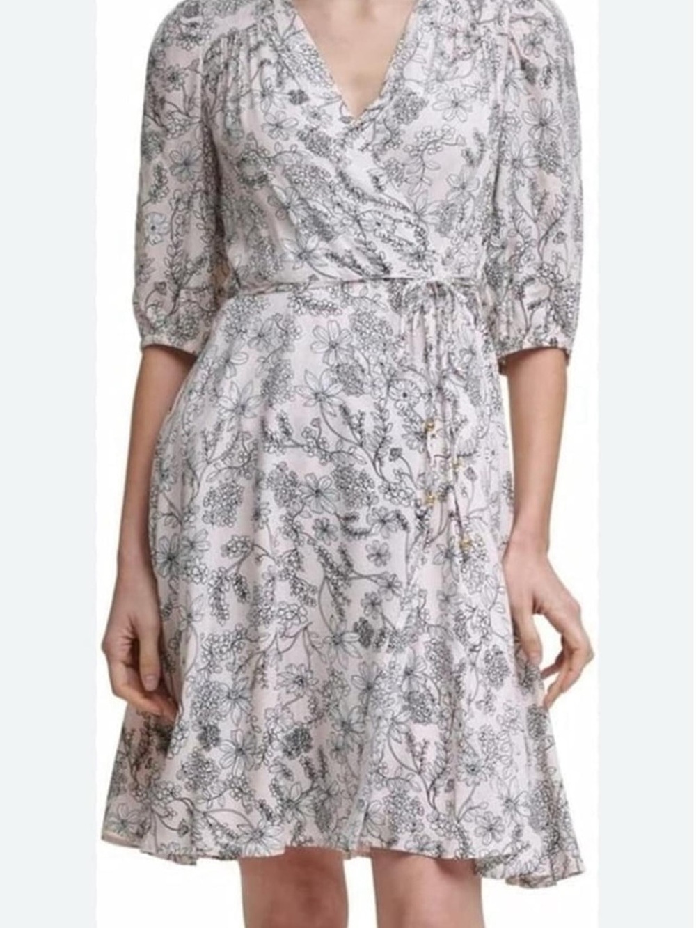Calvin Klein Light Pink Floral Wrap Dress